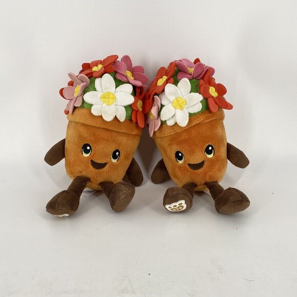 Set Of 2 Build a Bear Buddies Happy Daisy Flower Pot  Plush Toy BABW  Small 9” - Picture 1 of 6